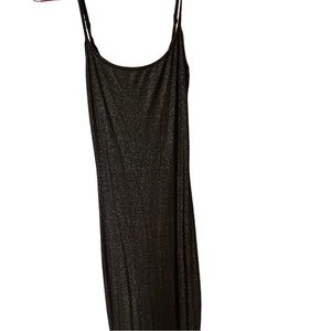 Skims Large black metallic long slip dress